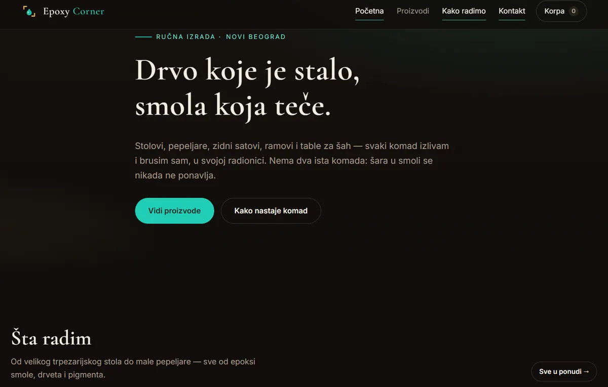 Epoxy Corner - radionica umetničkih predmeta